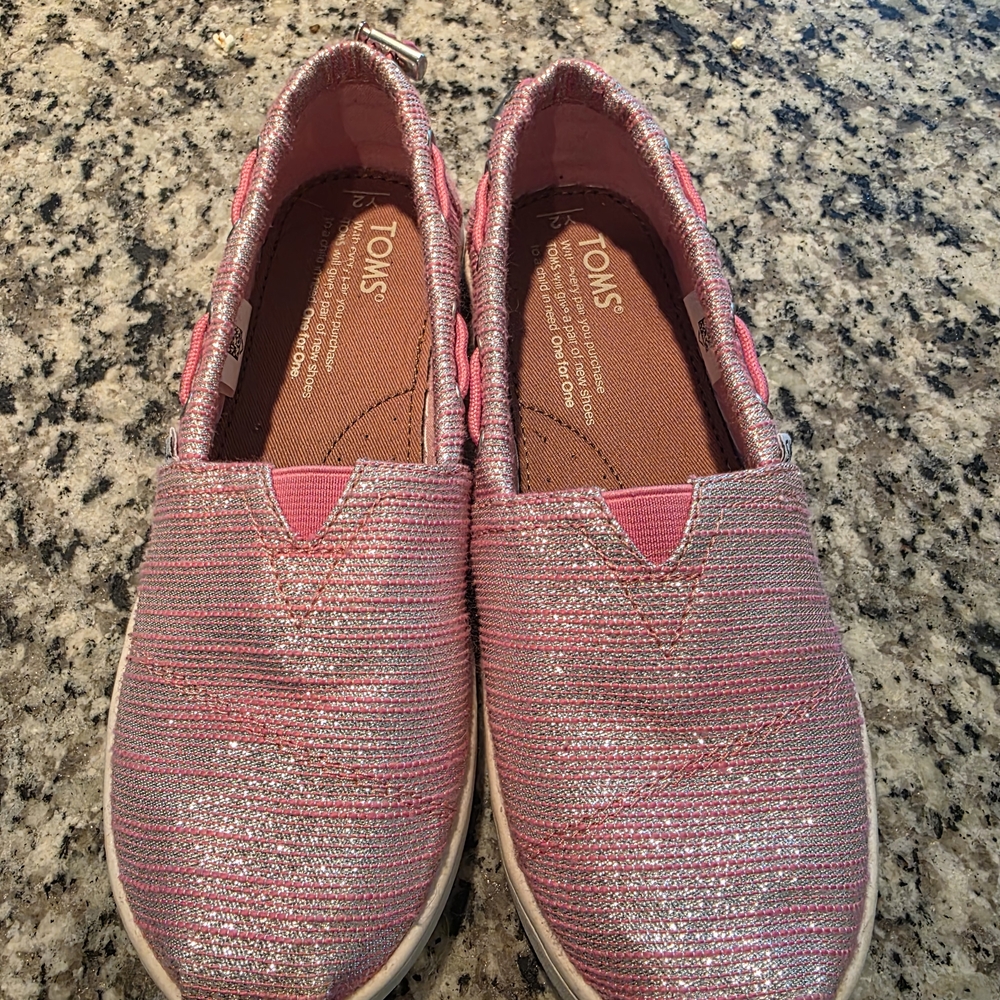 Toms Pink Canvas Flats with Textured Pattern